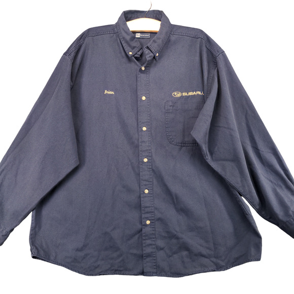 Subaru Men's Uniform Button Up Shirt Blue 2XL Long Sleeve Polycotton Blend - Picture 1 of 15